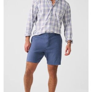 Faherty trade winds shorts linen blend 35 7.5” inseam blue